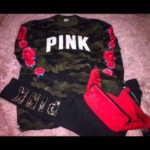 NWT PINK BLING camo leggings/fanny pack/shirt